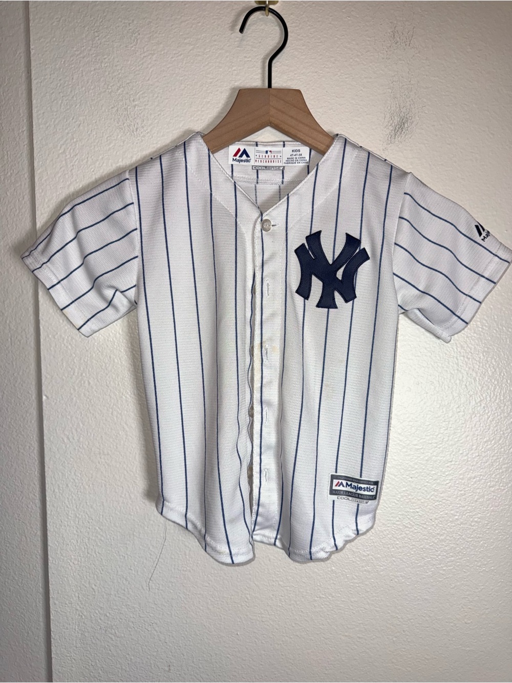 MLB NEW YORK YANKEES MAJESTIC youth pinstripe embroidered baseball jersey 4T